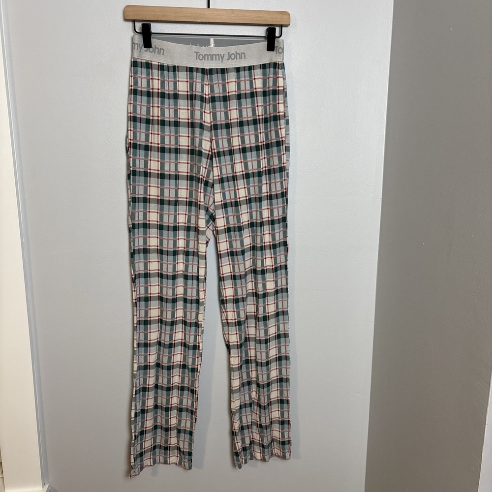 Tommy John Women's Small Second Skin Plaid Sleep Pant Christmas Red Green‎